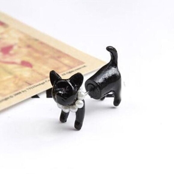 Deb Dee Dee Cutie Black Cat 3D Kitty Earrings Gift Packaged - Picture 4 of 11